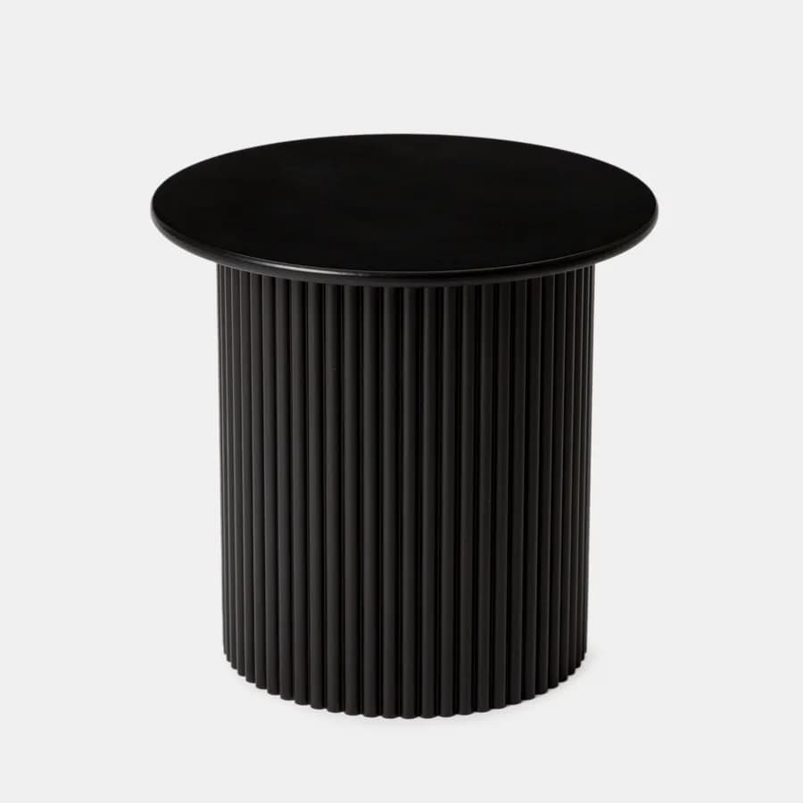 Tavolino rotondo 40 cm in legno cannettato nero - Doncaster