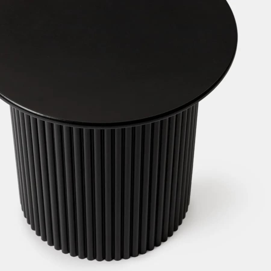 Tavolino rotondo 40 cm in legno cannettato nero - Doncaster