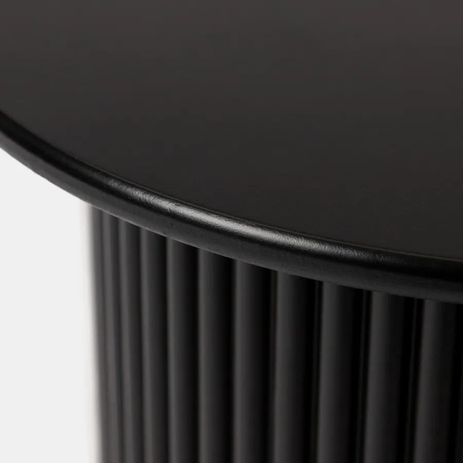 Tavolino rotondo 40 cm in legno cannettato nero - Doncaster