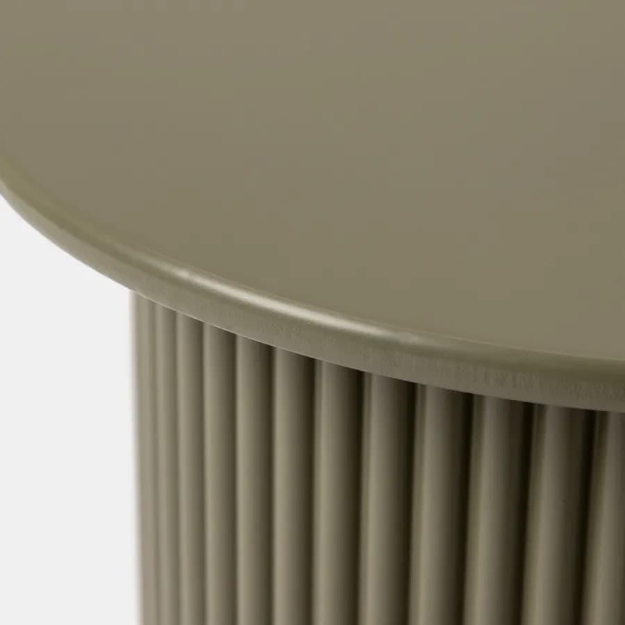 Tavolino rotondo 40 cm in legno cannettato verde oliva - Doncaster