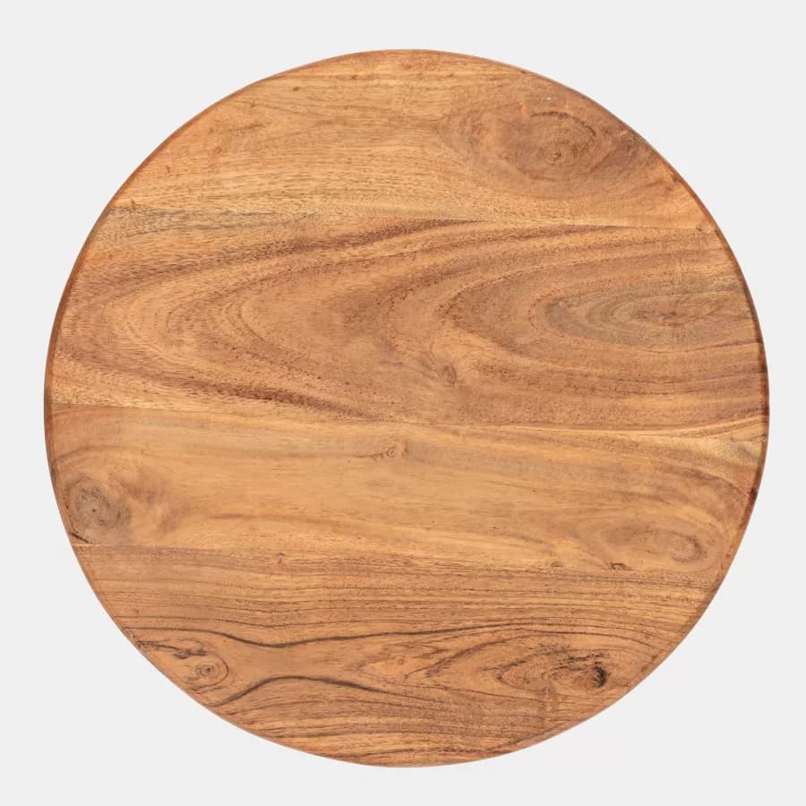 Tavolino rotondo 40 cm in legno di acacia cannettato - Freia Stone