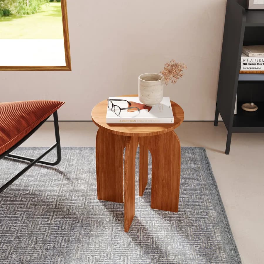Tavolino rotondo 40 cm rovere con design moderno - Tigger