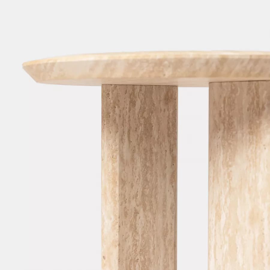 Tavolino rotondo 40x53h cm effetto travertino beige - Marvel
