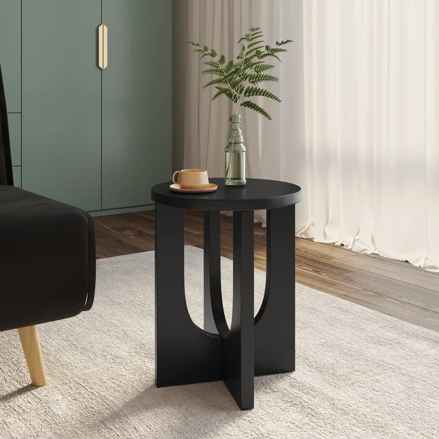 Tavolino rotondo 40x50h cm nero opaco - Malachi