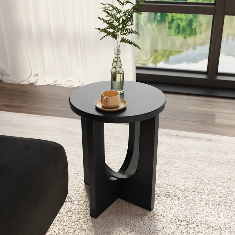 Tavolino rotondo 40x50h cm nero opaco - Malachi