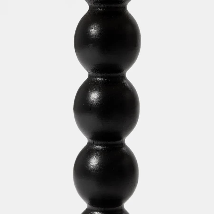 Tavolino rotondo 45x55h cm top effetto legno e struttura intarsiata nera - Bryce
