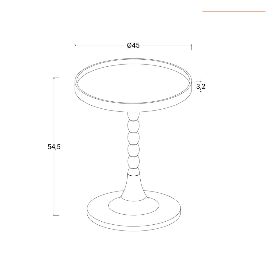 Tavolino rotondo 45x55h cm top effetto legno e struttura intarsiata nera - Bryce