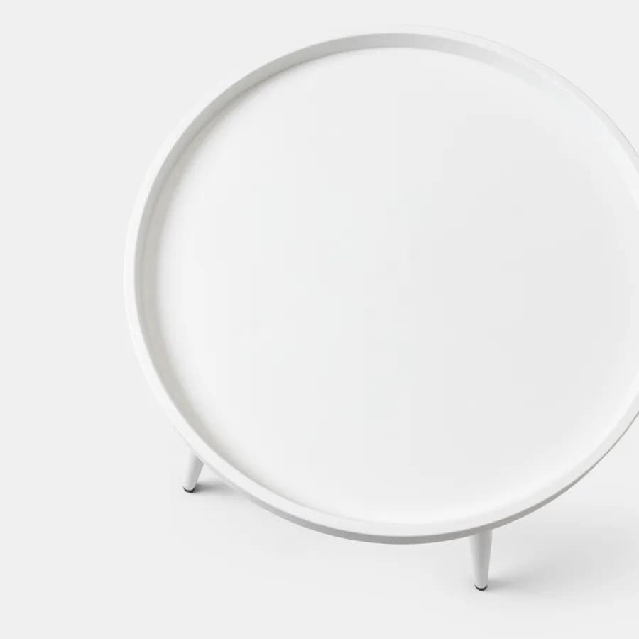 Tavolino rotondo 50 cm con top in polipropilene e gambe in metallo bianco - Frisby