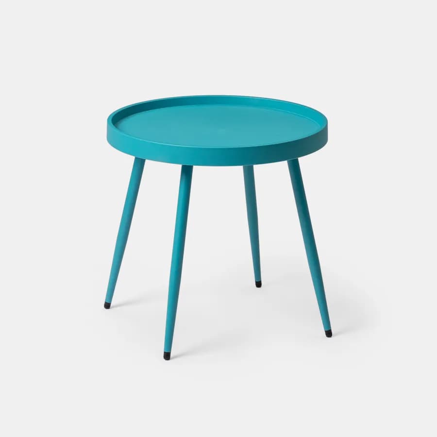 Tavolino rotondo 50 cm con top in polipropilene e gambe in metallo blu maldive - Frisby