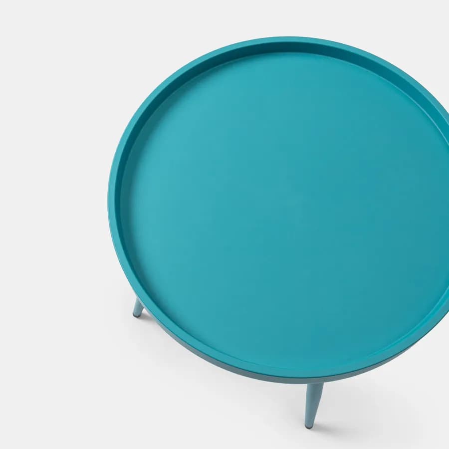 Tavolino rotondo 50 cm con top in polipropilene e gambe in metallo blu maldive - Frisby