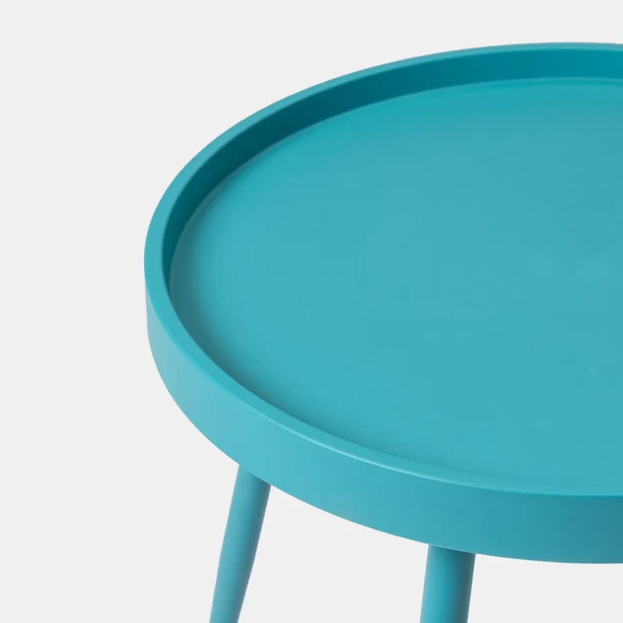 Tavolino rotondo 50 cm con top in polipropilene e gambe in metallo blu maldive - Frisby