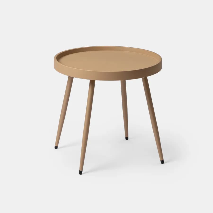 Tavolino rotondo 50 cm con top in polipropilene e gambe in metallo cappuccino - Frisby