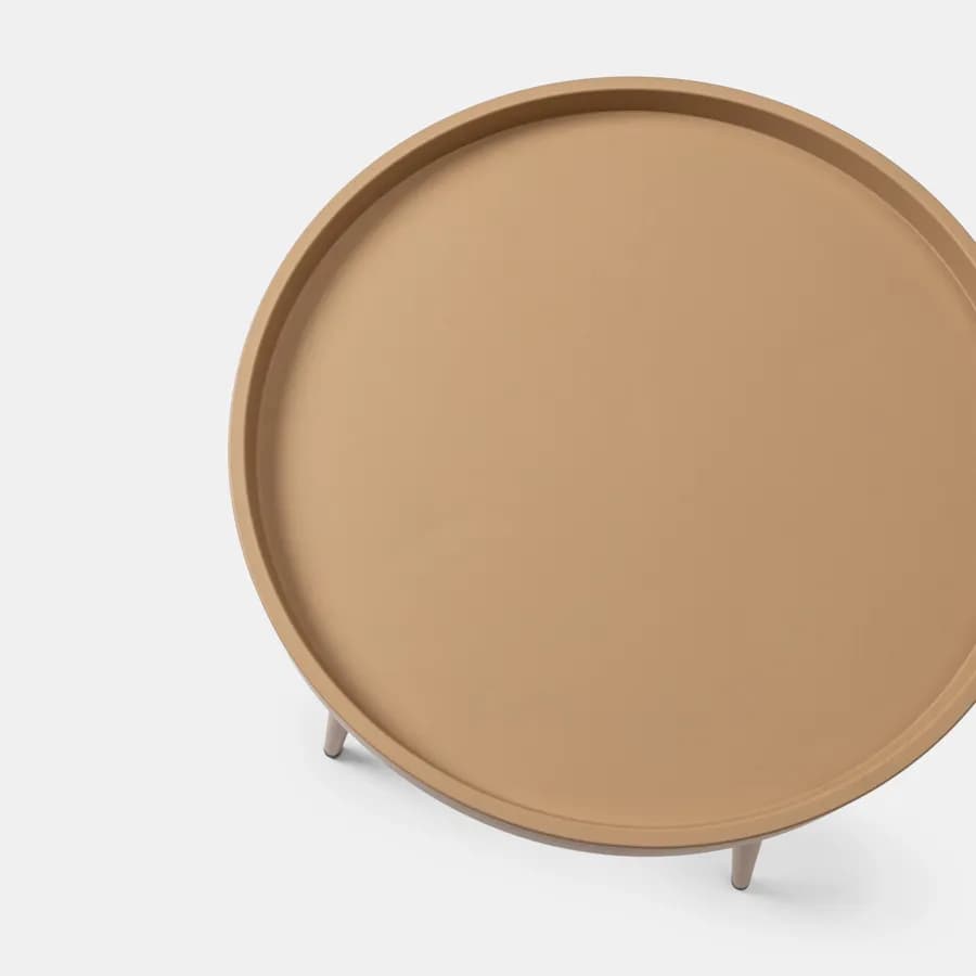 Tavolino rotondo 50 cm con top in polipropilene e gambe in metallo cappuccino - Frisby
