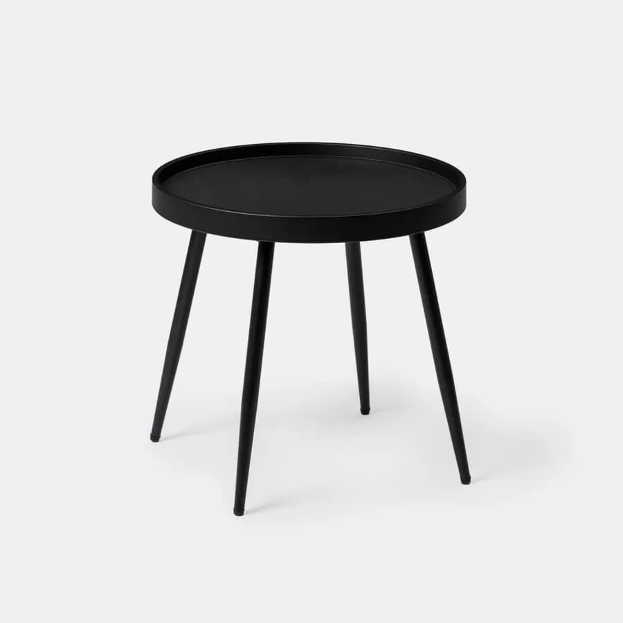Tavolino rotondo 50 cm con top in polipropilene e gambe in metallo nero - Frisby