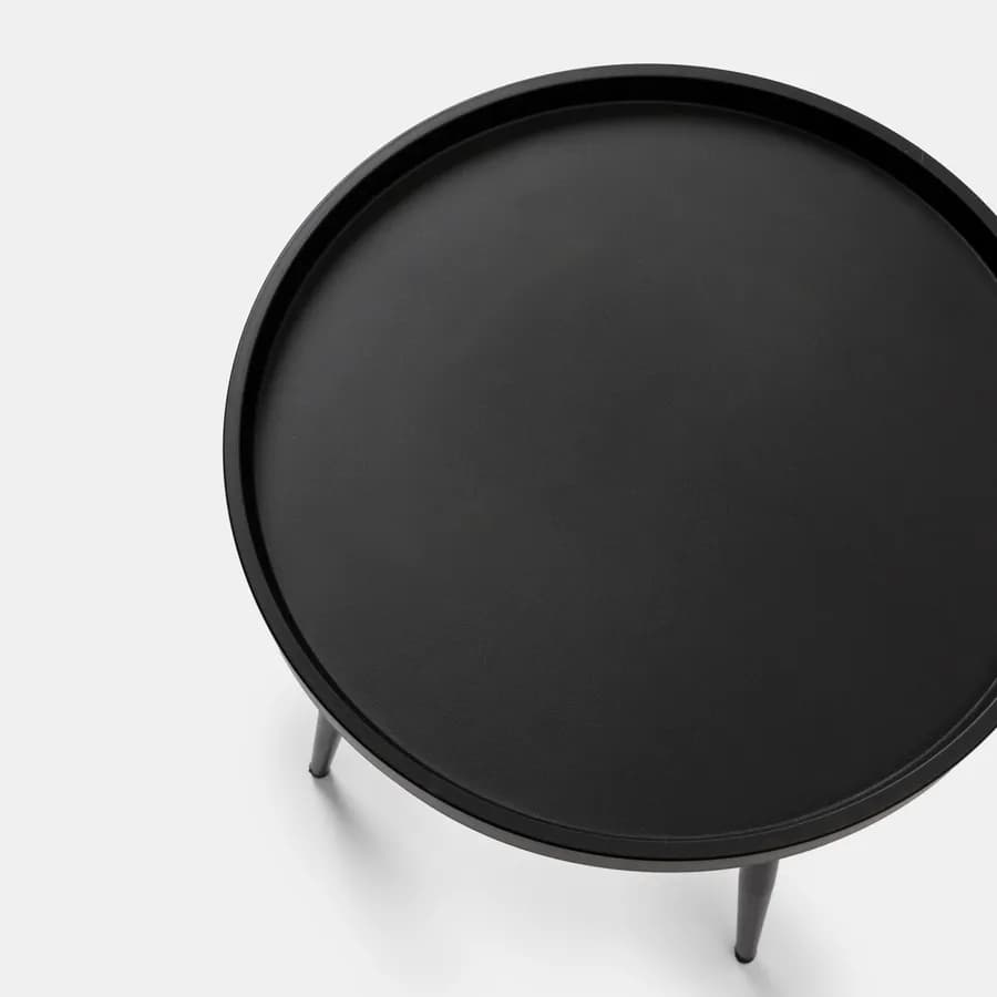Tavolino rotondo 50 cm con top in polipropilene e gambe in metallo nero - Frisby
