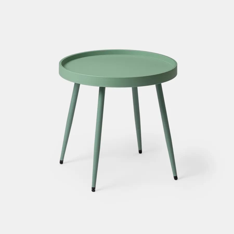 Tavolino rotondo 50 cm con top in polipropilene e gambe in metallo verde giada - Frisby