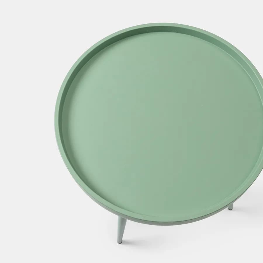Tavolino rotondo 50 cm con top in polipropilene e gambe in metallo verde giada - Frisby