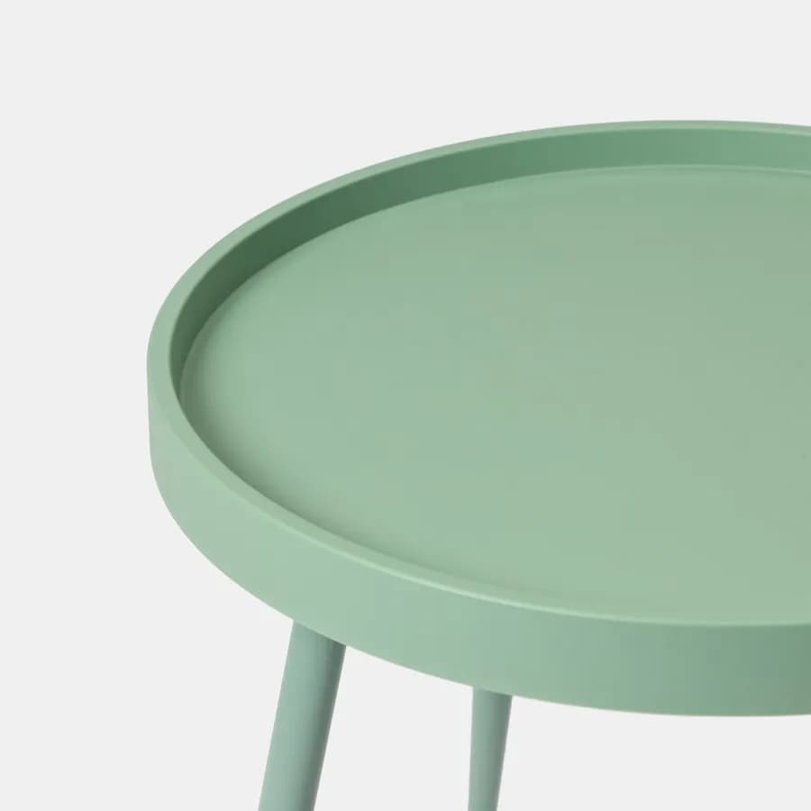 Tavolino rotondo 50 cm con top in polipropilene e gambe in metallo verde giada - Frisby