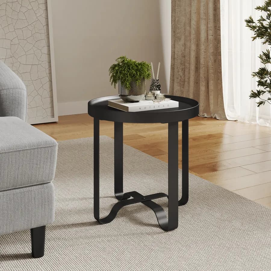 Tavolino rotondo 50 cm in metallo nero - Kormi