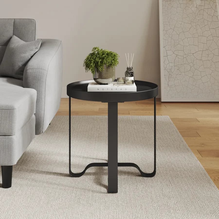 Tavolino rotondo 50 cm in metallo nero - Kormi