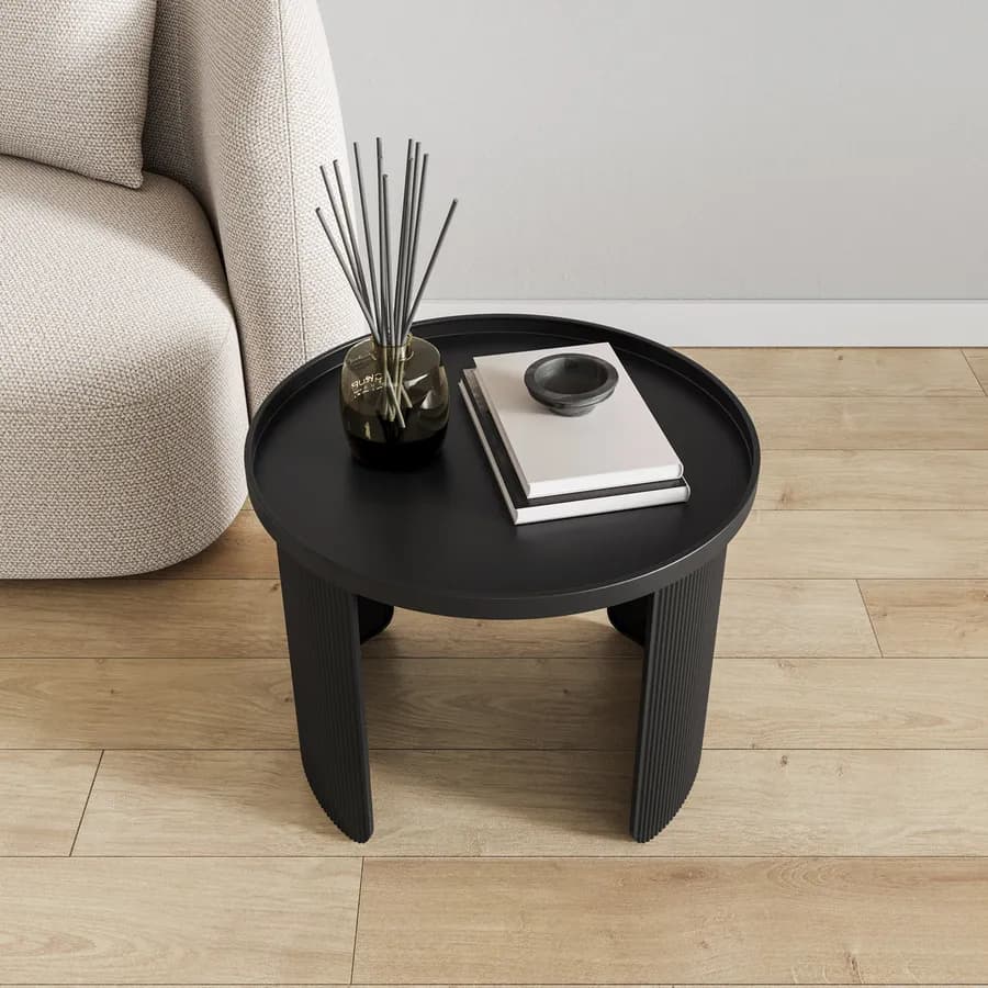 Tavolino rotondo 50 cm in metallo nero opaco - Betli