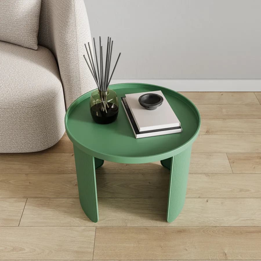 Tavolino rotondo 50 cm in metallo verde oliva opaco - Betli