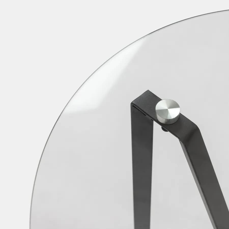 Tavolino rotondo 50x55h cm in vetro temperato 5 mm con gambe in acciaio nero - Jacob
