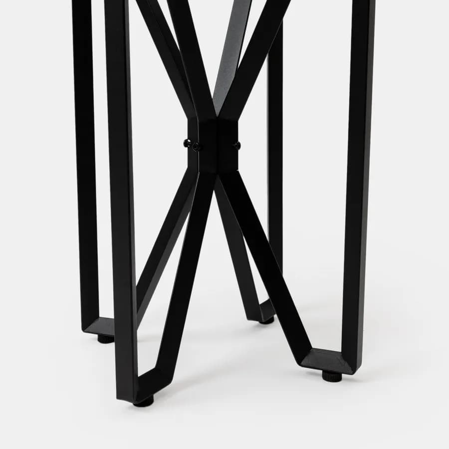 Tavolino rotondo 50x55h cm in vetro temperato 5 mm con gambe in acciaio nero - Jacob