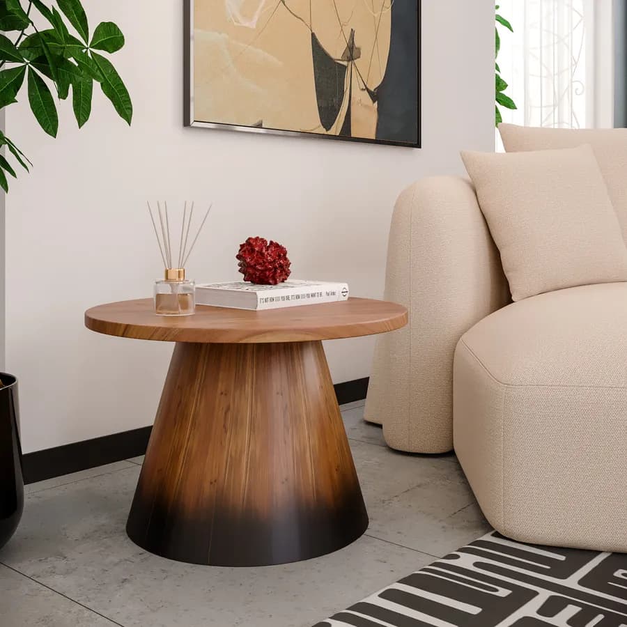 Tavolino rotondo 60 cm in legno di acacia naturale e nero - Bazaar