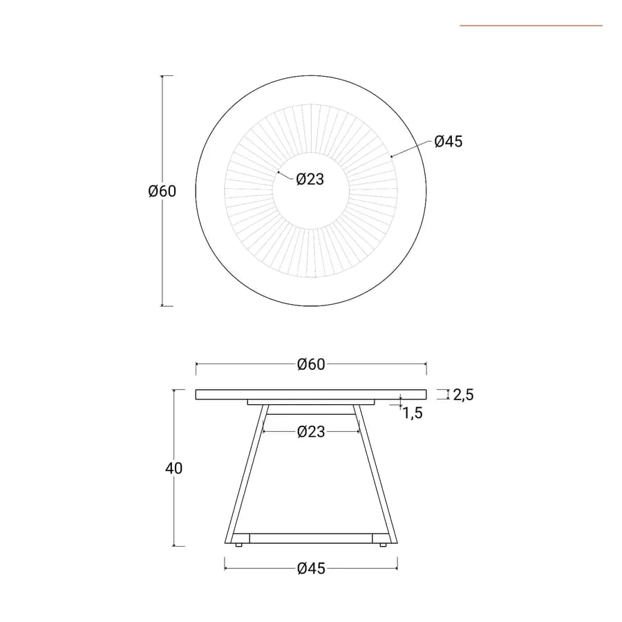 Tavolino rotondo 60 cm in legno di acacia naturale e nero - Bazaar