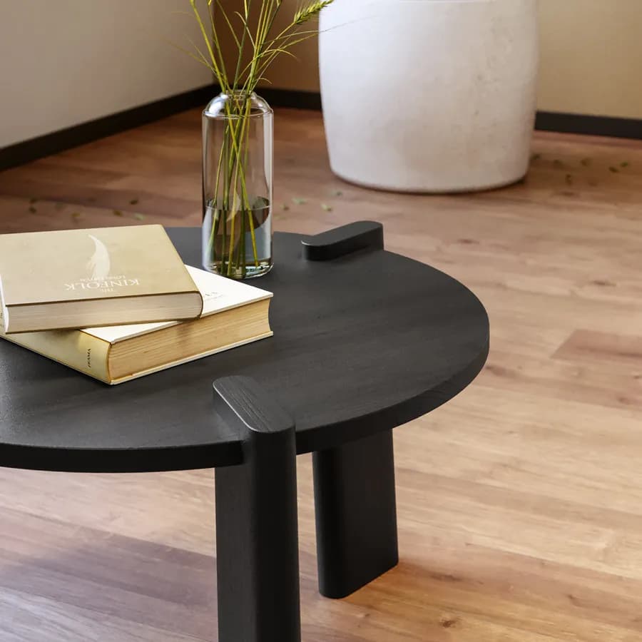 Tavolino rotondo 60x35h cm nero effetto legno - Montgomery