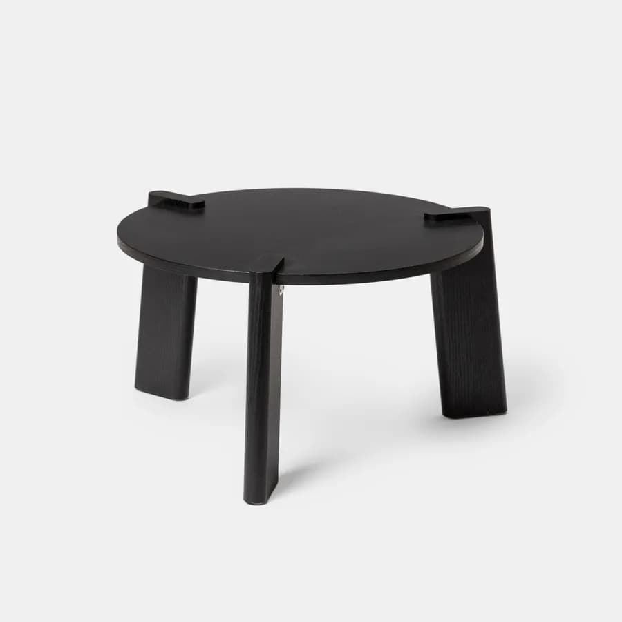 Tavolino rotondo 60x35h cm nero effetto legno - Montgomery