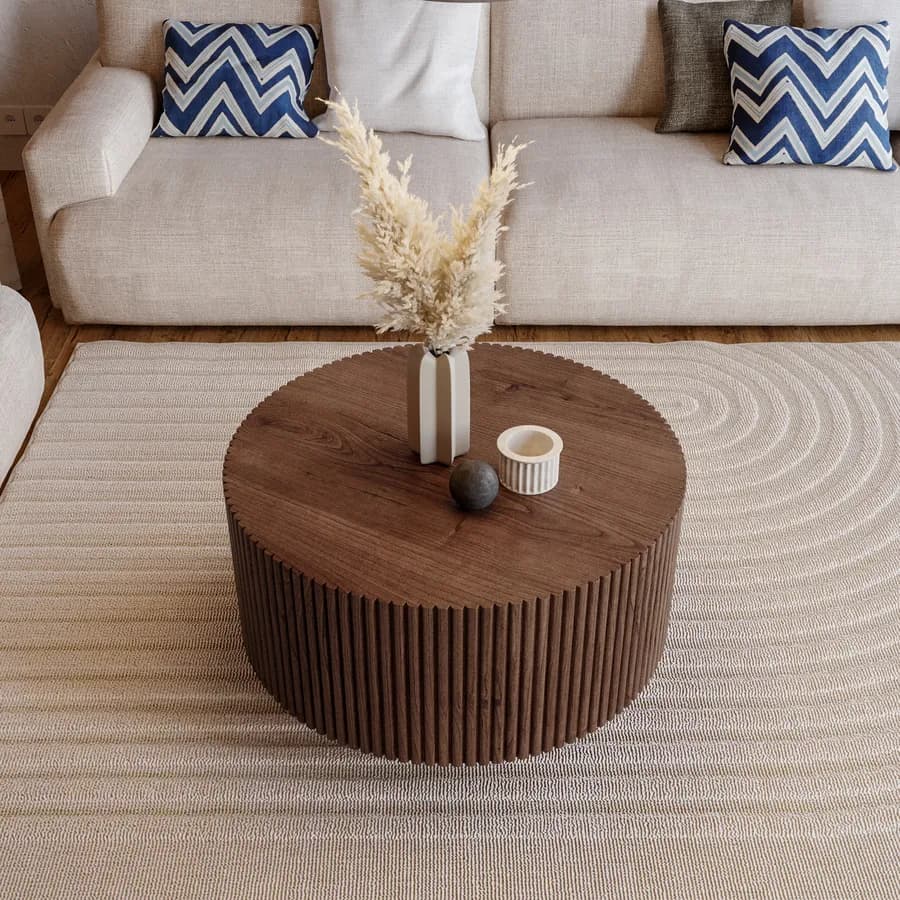 Tavolino rotondo 70 cm in legno di mango cannettato - Maltese