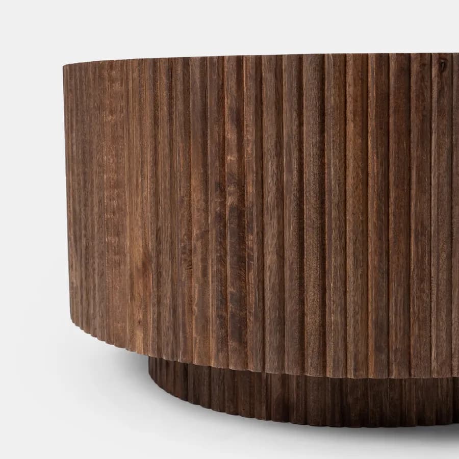 Tavolino rotondo 70 cm in legno di mango cannettato - Maltese