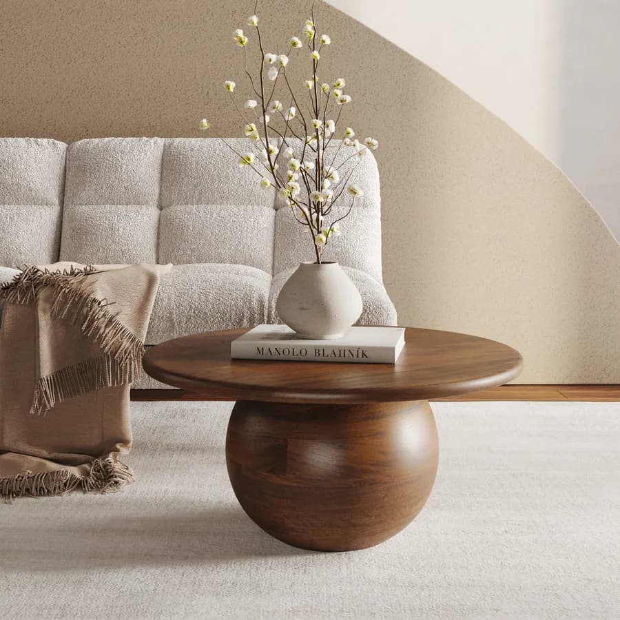 Tavolino rotondo 70 cm in legno di mango naturale - Tiberius