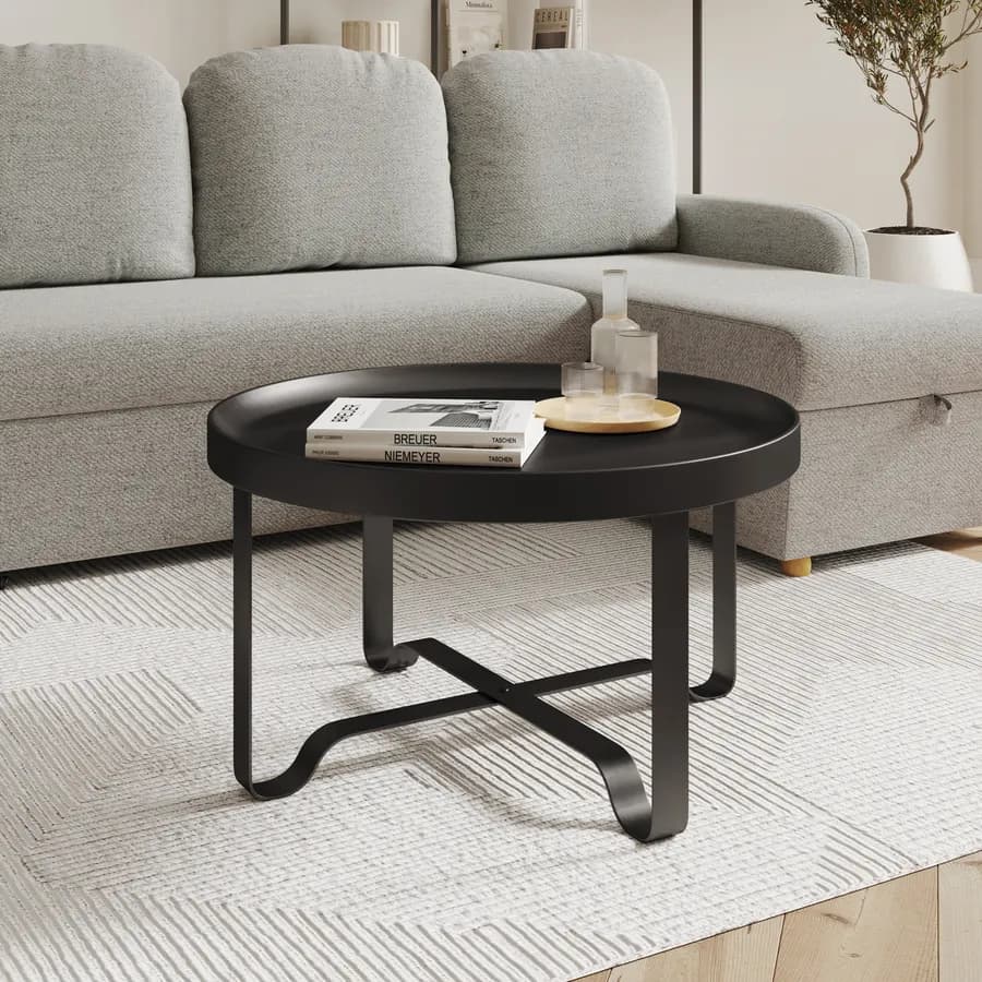Tavolino rotondo 75 cm in metallo nero - Kormi