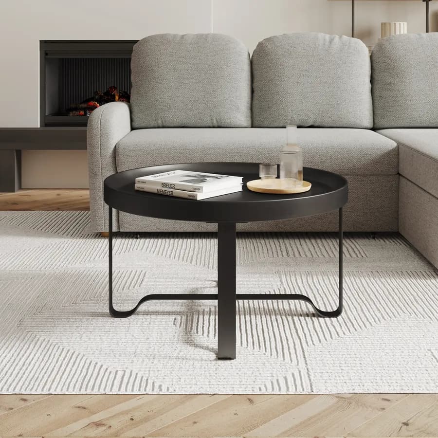 Tavolino rotondo 75 cm in metallo nero - Kormi