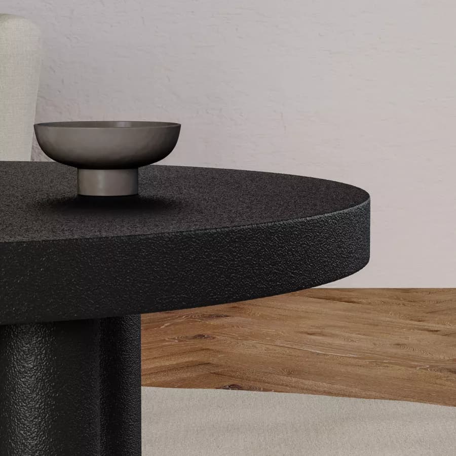 Tavolino rotondo 80x40h cm nero effetto pietra - Benson