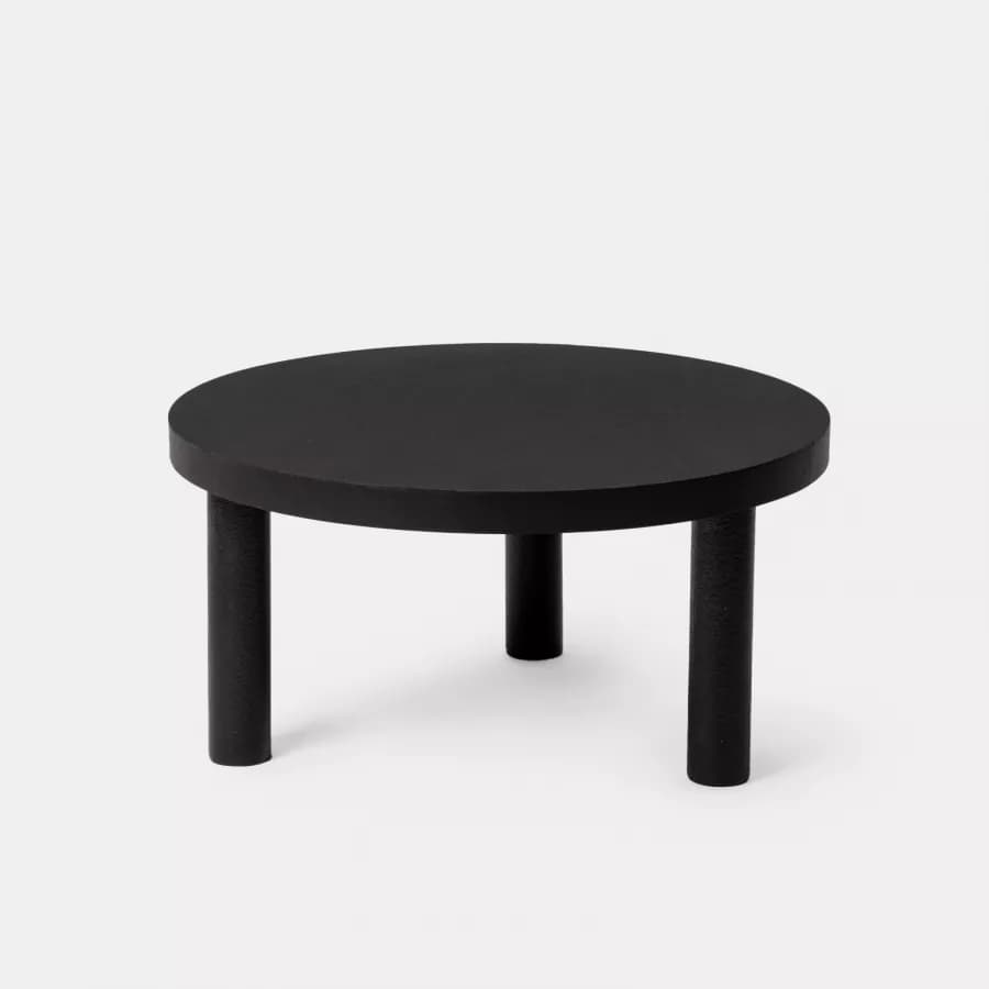 Tavolino rotondo 80x40h cm nero effetto pietra - Benson