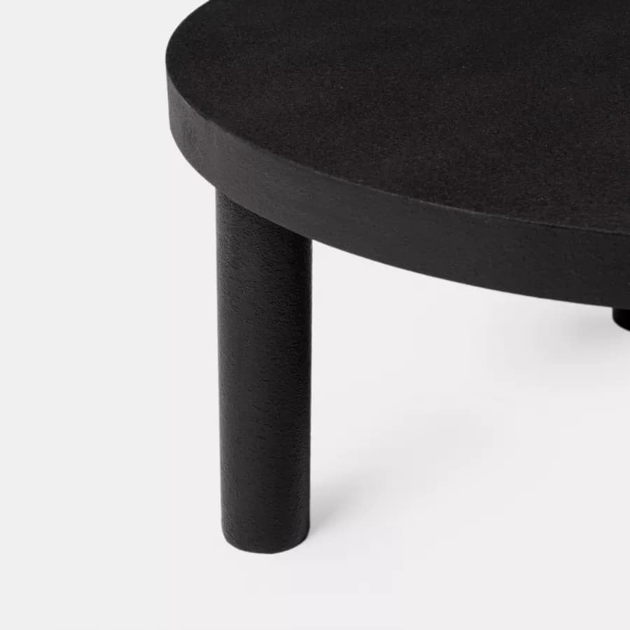 Tavolino rotondo 80x40h cm nero effetto pietra - Benson