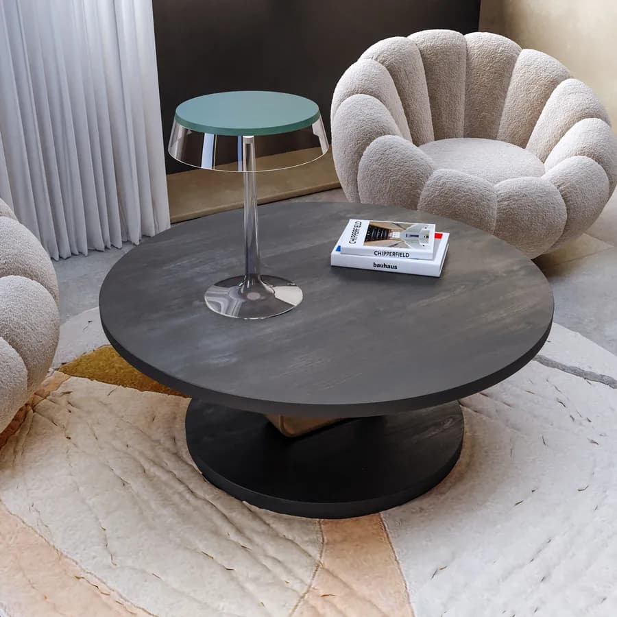 Tavolino rotondo in legno nero craven e metallo brun - Kirel