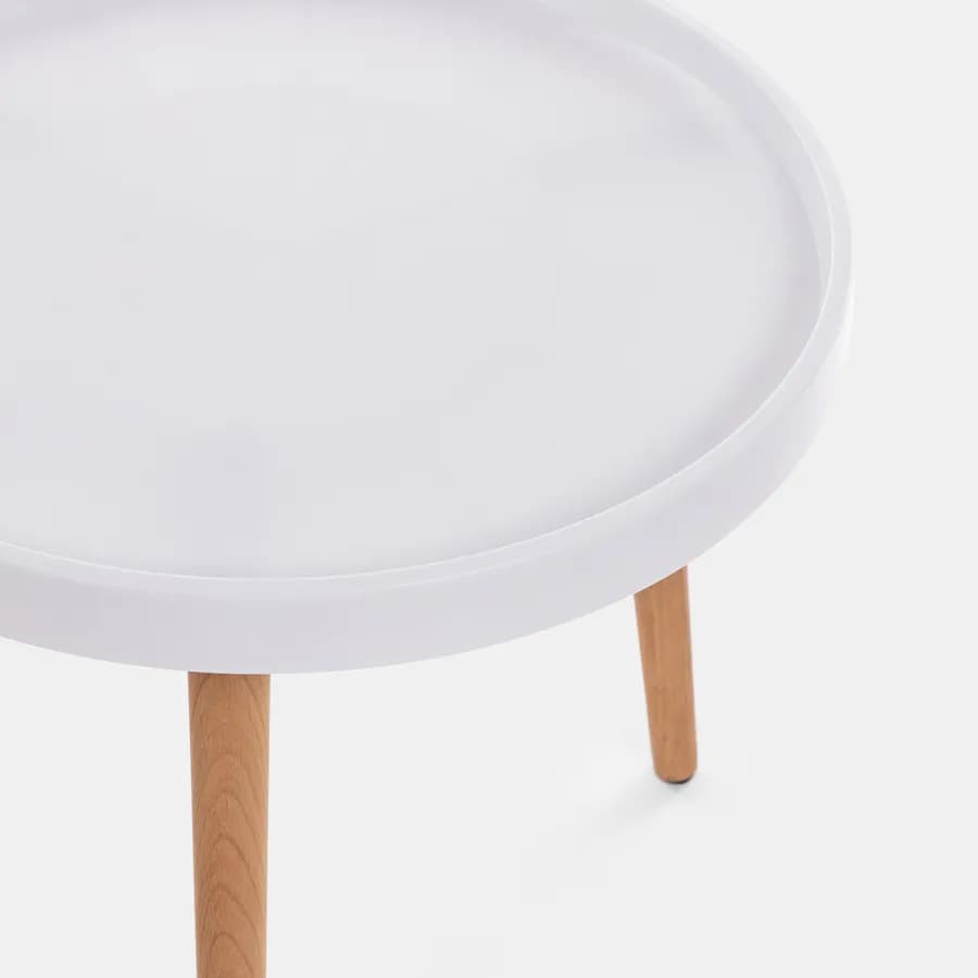 Tavolino 50 cm in polipropilene bianco e gambe in legno - Zebrina