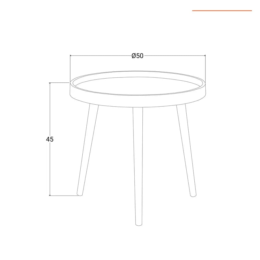 Tavolino 50 cm in polipropilene bianco e gambe in legno - Zebrina