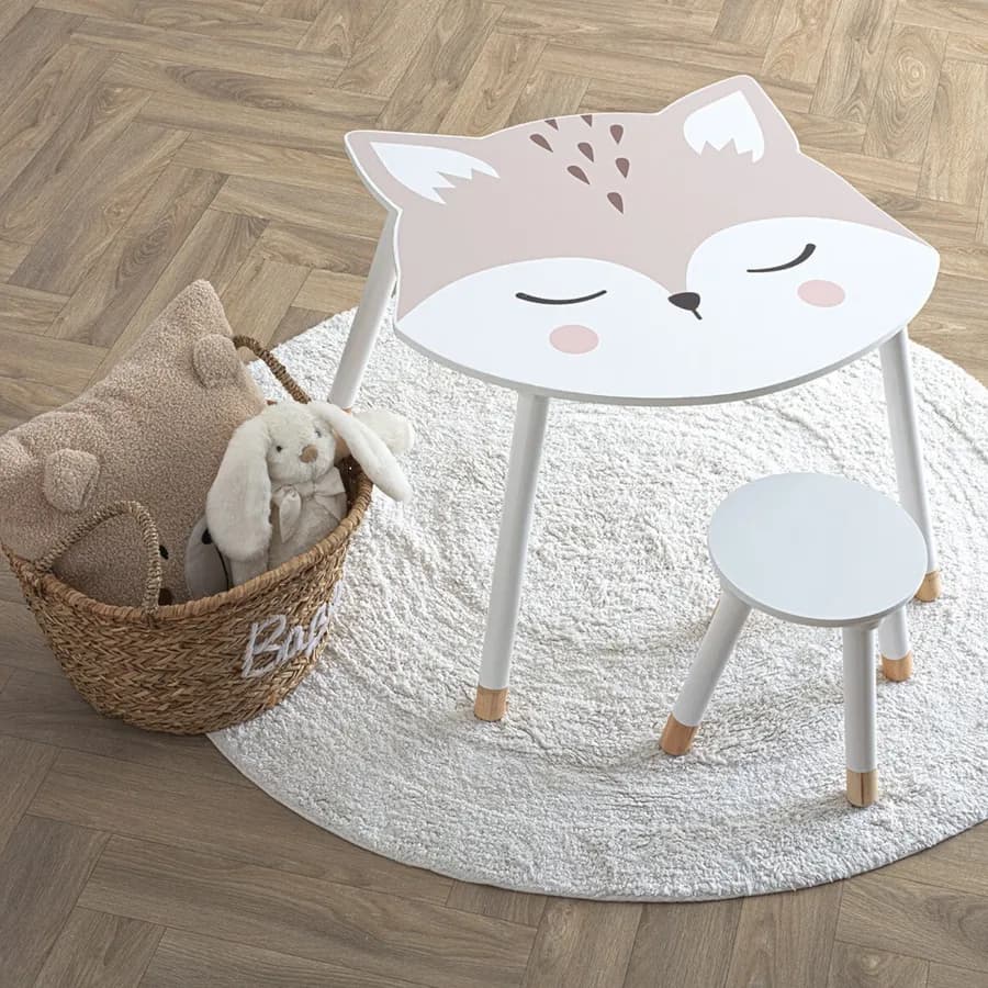 Tavolino volpe per bambini 62x43h cm in legno - Leery