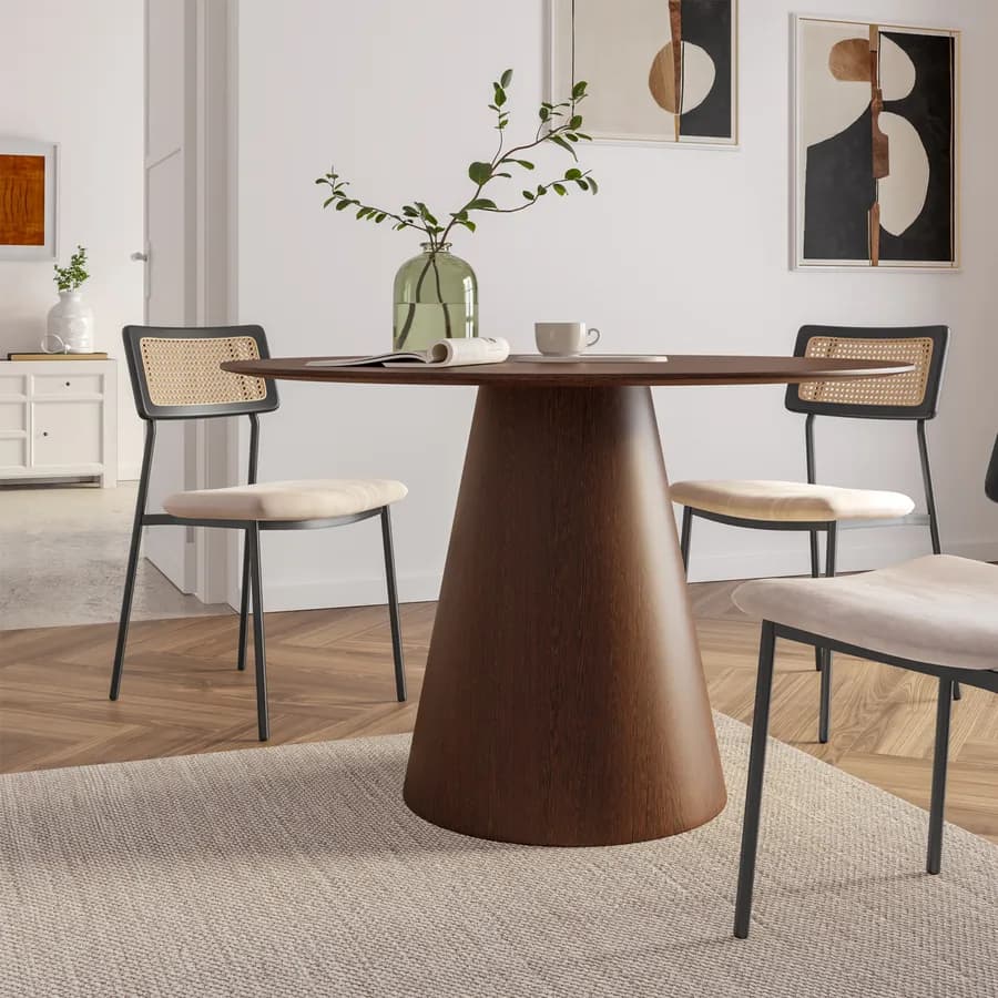 Tavolo da pranzo rotondo 120 cm in legno noce - Gourmel