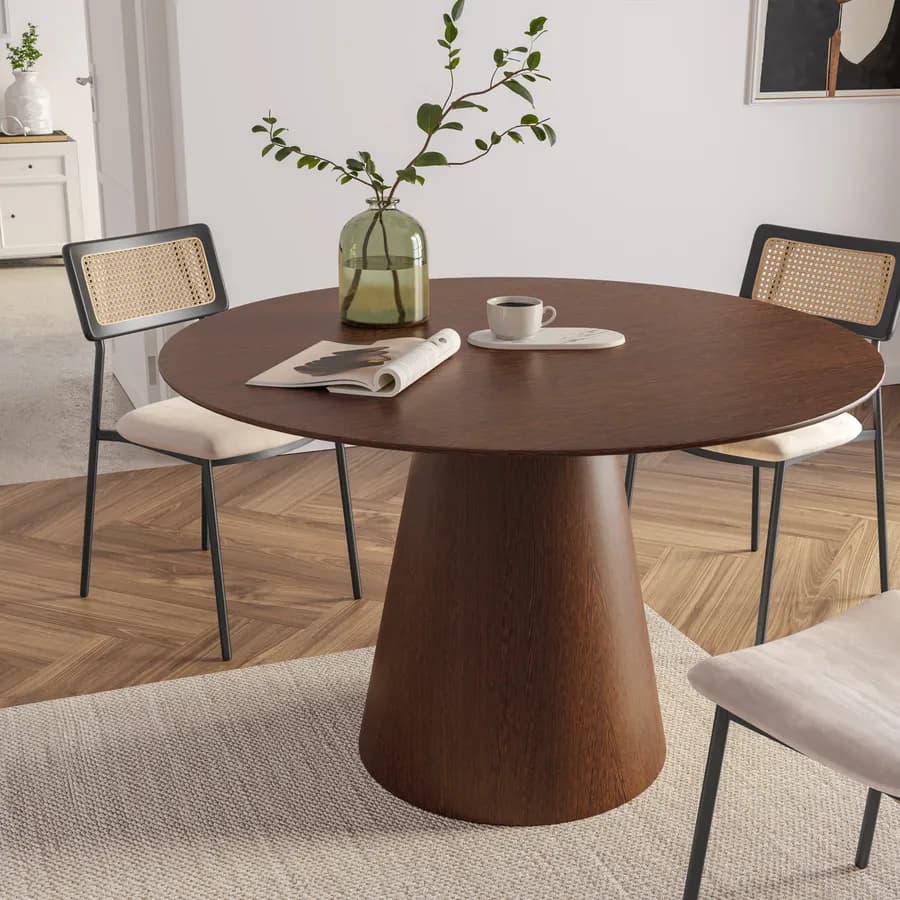 Tavolo da pranzo rotondo 120 cm in legno noce - Gourmel