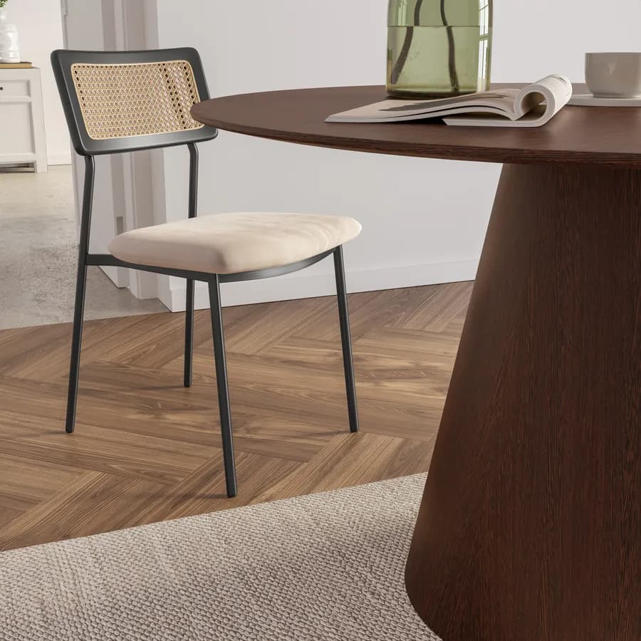 Tavolo da pranzo rotondo 120 cm in legno noce - Gourmel