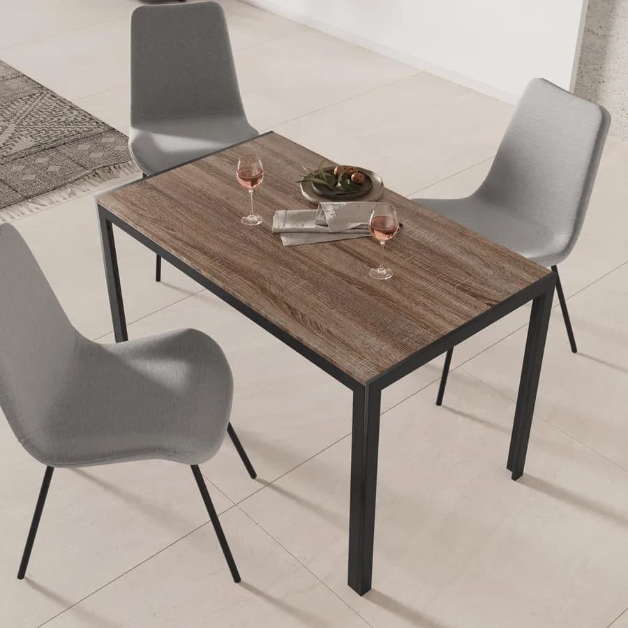 Tavolo da pranzo 120x70 cm con top rovere scuro e gambe in metallo - Veredo