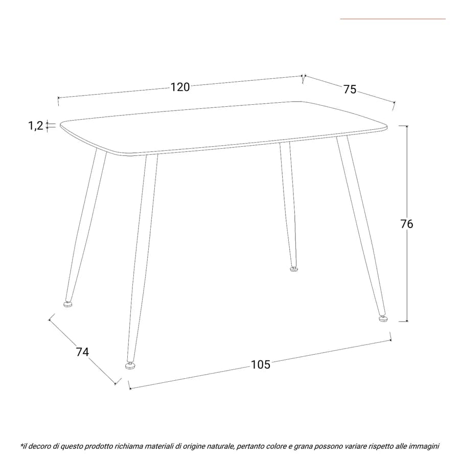 Tavolo 120x75 cm con piano in ceramica effetto marmo bianco e gambe in metallo bianco - Azure