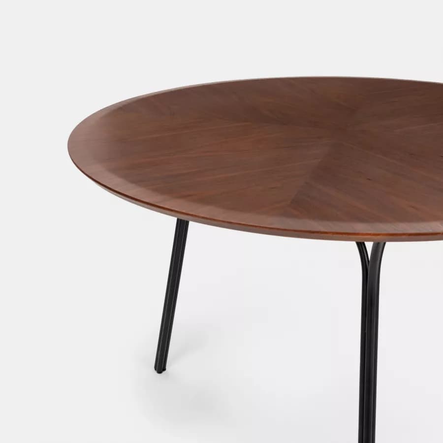 Tavolo da pranzo rotondo 120 cm effetto rovere e gambe in metallo nero - Trico